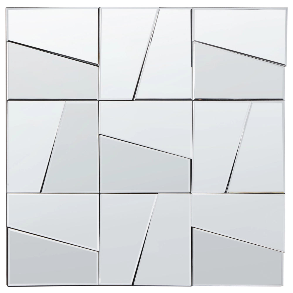 Specchio da parete di forma quadrata con ganci in vetro e MDF argento 80 x 80 cm stile moderno