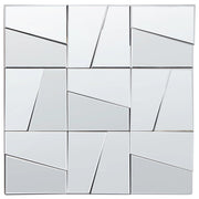 Specchio da parete di forma quadrata con ganci in vetro e MDF argento 80 x 80 cm stile moderno