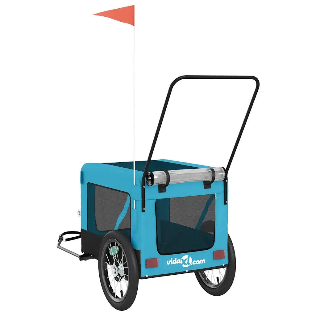 Rimorchio da Bici per Animali Blu e Nero Oxford e Ferro CFW3635562