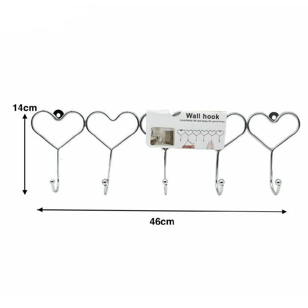 Trade Shop - Appendiabiti Attaccapanni Cappotti Vestiti Cuori A Parete Muro 5 Posti -
