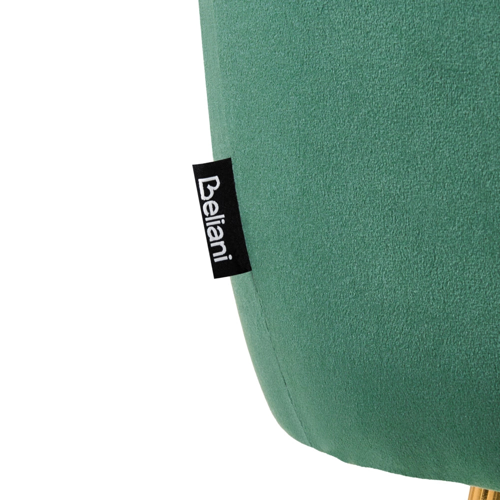 Poltrona Velluto Verde Struttura In Metallo Dorato Con Schienale Tondo Stile Glam