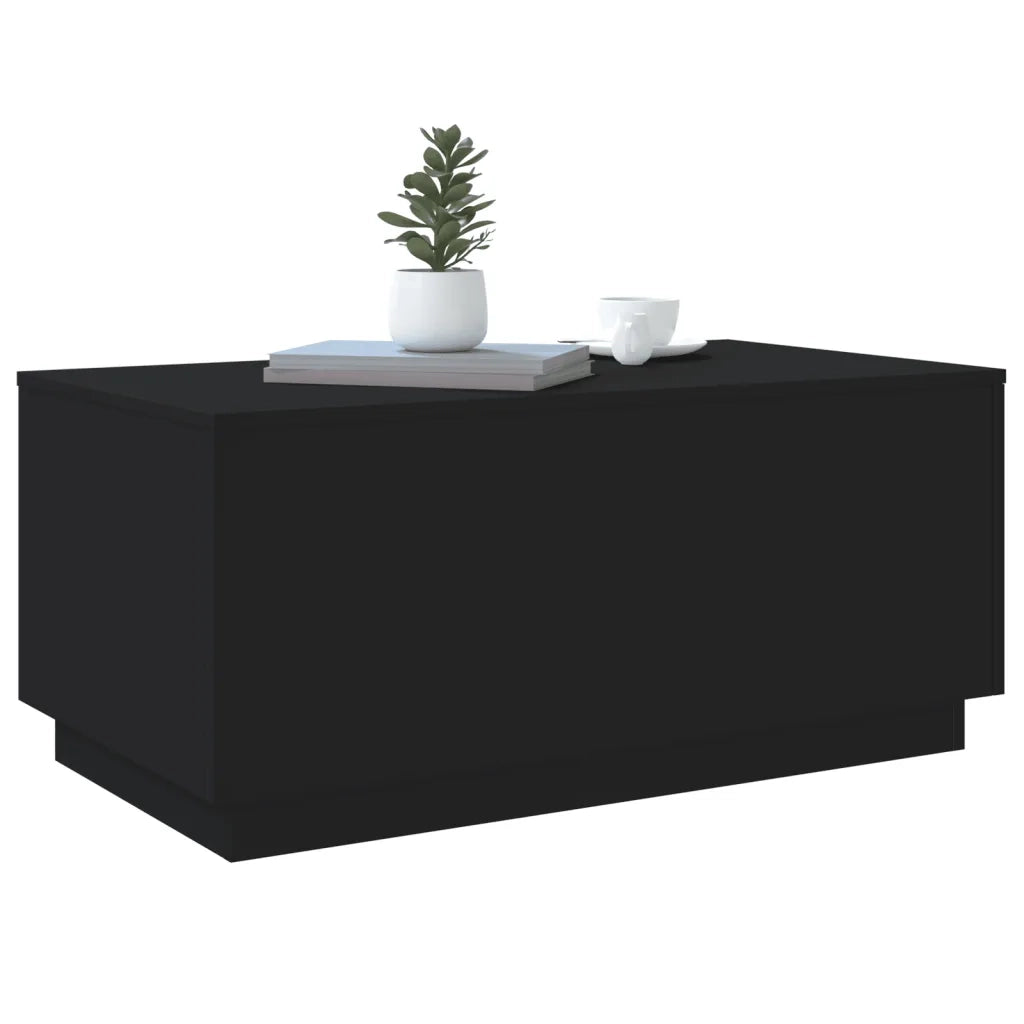 Tavolino da Soggiorno con Luci LED Nero 90x50x40 cm 839876