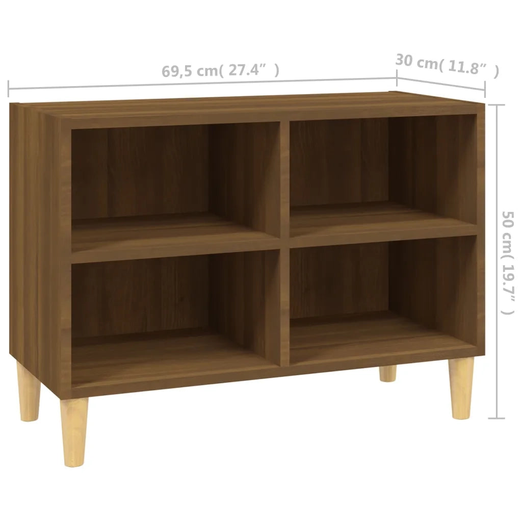 Mobile TV Gambe in Legno Massello Rovere Marrone 69,5x30x50 cm 813148