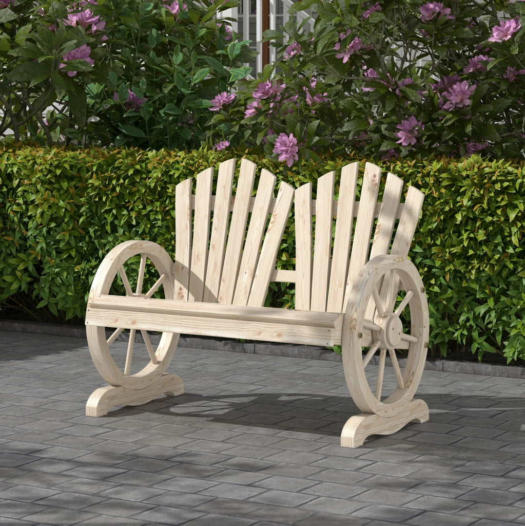 Panchina da giardino a 2 posti 108x66x95 cm in legno naturale