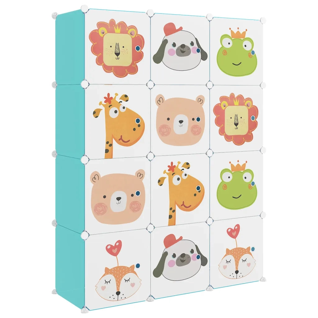 Scaffale Portaoggetti per Bambini con 12 Cubi Verdi in PP CFW2244085