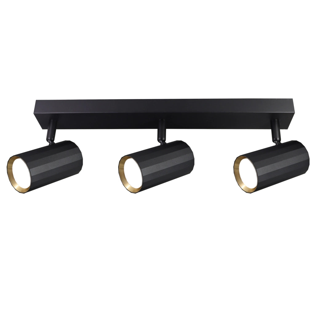 Plafoniera/Applique 3 faretti nero-oro GU10 Nicea Polux
