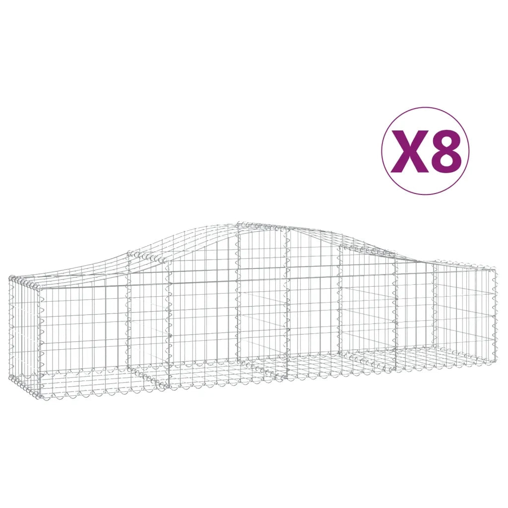 Cesti Gabbioni ad Arco 8 pz 200x50x40/60 cm Ferro Zincatocod mxl 101113