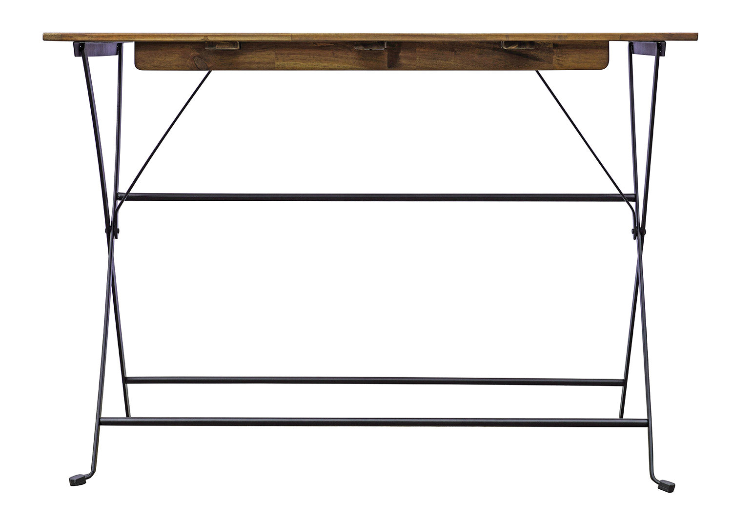 Set Tavolo e 4 Sedie da Giardino Pieghevoli Bistrò in Ferro e Legno di Acacia