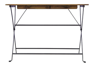 Set Tavolo e 4 Sedie da Giardino Pieghevoli Bistrò in Ferro e Legno di Acacia