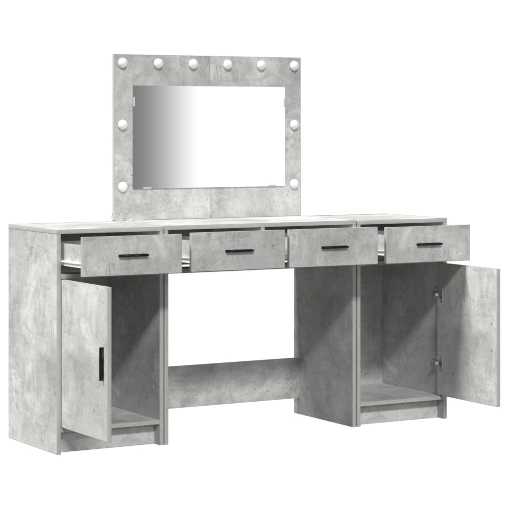 Set di 3 pezzi per toeletta con LED Grigio cemento in Legno ingegnerizzato