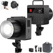 Q6 Flash da Studio Esterno TTL 2.4G 600Ws, Controllo App, 1/1 a 1/512, HSS 1/8000s Batteria 3000mAh, Luce Strobo con Lampada Pilota LED Bicolore 30W/400 Flash a Piena Potenza/Riciclo 0,01-0,9s