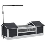 Casa per Tartarughe Terrestri all'Aperto, Gabbia per Tartarughe, 2 Tane, Supporto per Lampada Regolabile, Legno Massiccio, 120 x 56,5 x 43 cm, Grigio