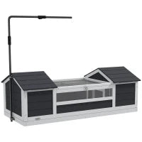 Casa per Tartarughe Terrestri all'Aperto, Gabbia per Tartarughe, 2 Tane, Supporto per Lampada Regolabile, Legno Massiccio, 120 x 56,5 x 43 cm, Grigio