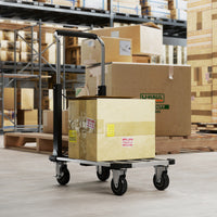 Carrello Portapacchi Pieghevole con Pedana Estensibile Capacità 150 kg in Metallo e Alluminio Argento