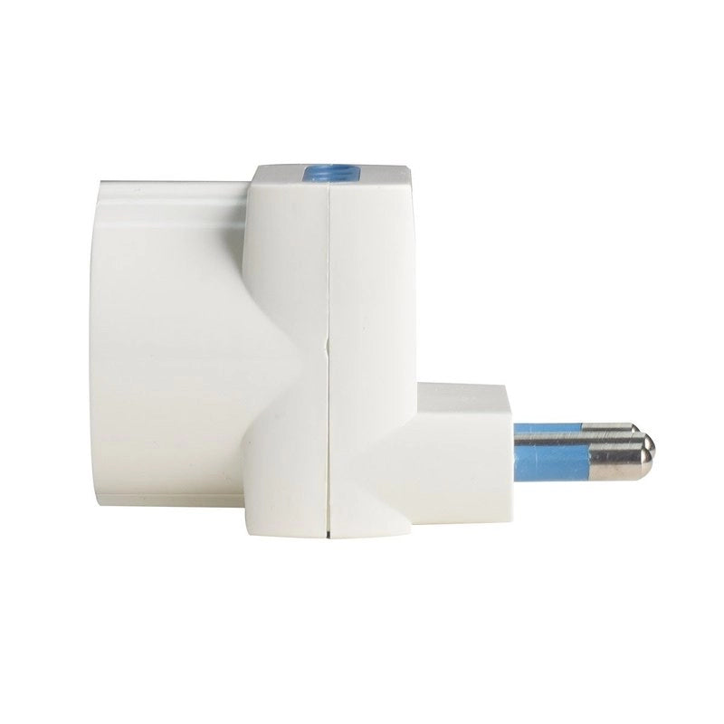 Adattatore Tripla Spina Elettrica Angolare 16A con 2 Prese Bipasso 10A/16A e 1 Presa Schuko 16A Laterale Salvaspazio