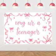 Decorazioni per il 13° Anniversario - Fondo Rosa - Tema Ragazza - Decorazioni per la Fotocamera - 5x3 Piedi - Disegno Carino - Banner di Fondo