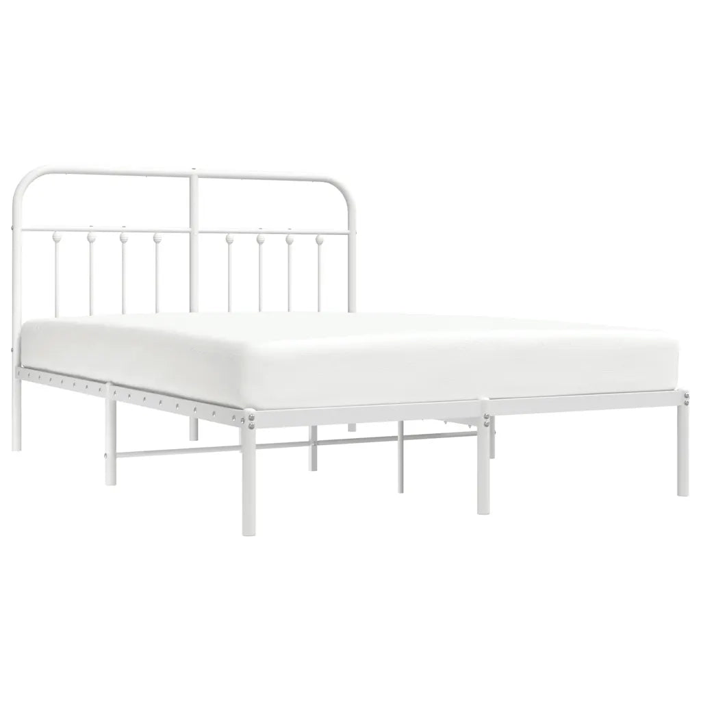 Giroletto con Testiera-Struttura Letto con testiera Metallo Bianco 135x190 cm 557054