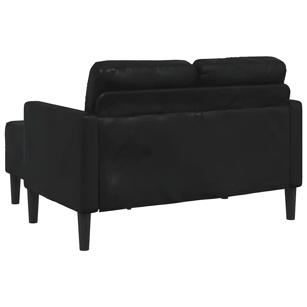 Divano a 2 posti con chaise longue a L nero 125 cm in similpelle 4107083
