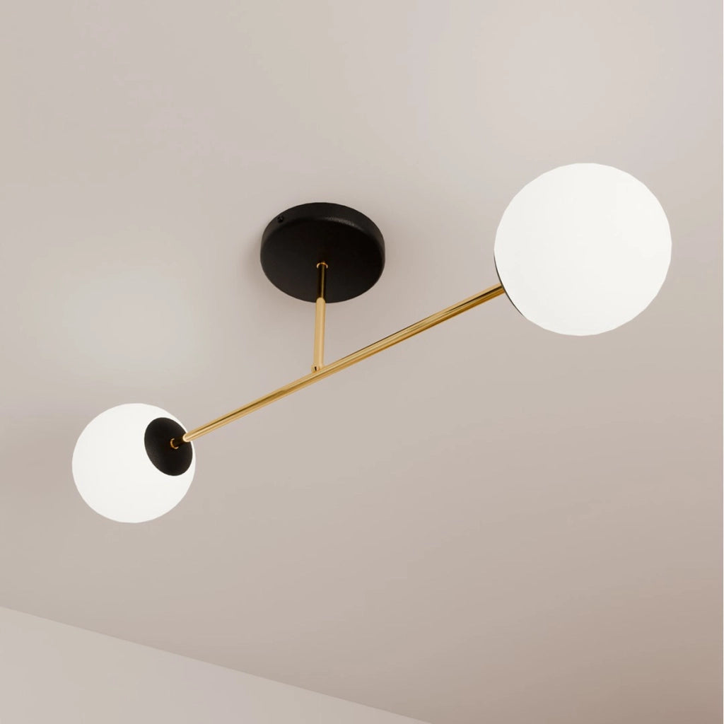 Lampada a sospensione MAGNUM in oro e vetro opalino