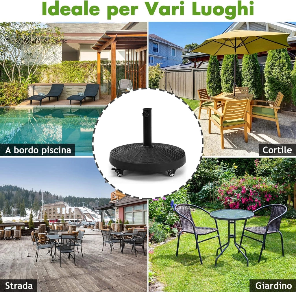 Base per Ombrellone in Resina da 46 cm, Base per Ombrellone Rotondo da 10 kg per Esterni, per Giardino, Spiaggia Piscina (Bronzo (modello5))
