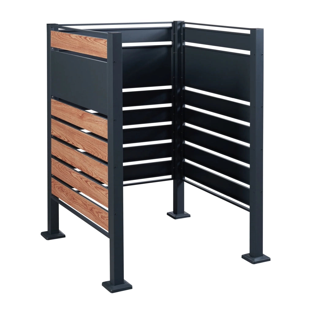 Contenitore per rifiuti in acciaio zincato 120 x 91 x 91 cm effetto legno antracite 03_0009096