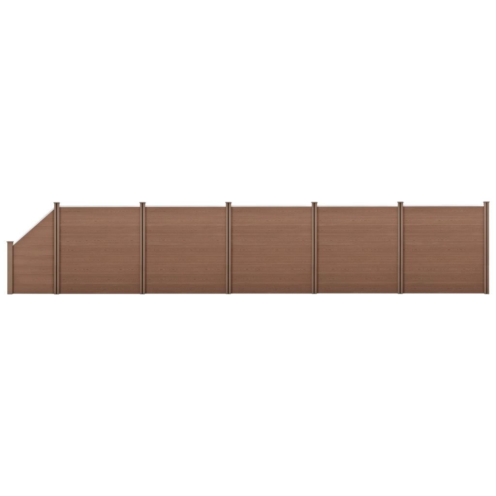 Recinzione in WPC per Giardino Staccionata da Elementi Inclinato e Rettangolari 183x973 cm Marrone NEU.HOLZ