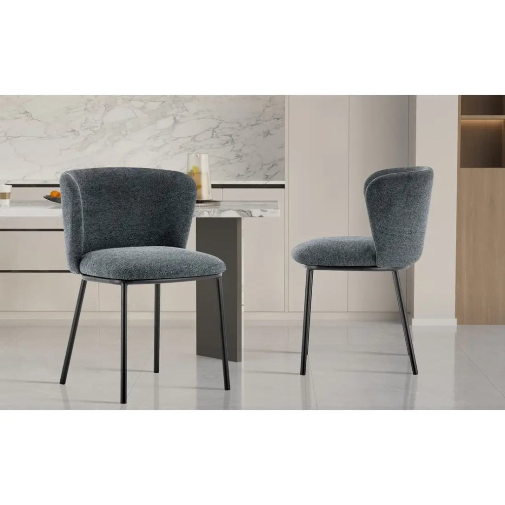 Sedia ARTHUS – Tessuto grigio scuro – Struttura metallo nero – H76 x L52 x P54 cm