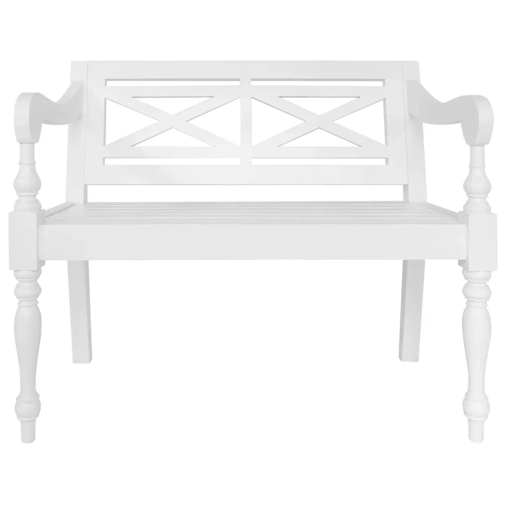 Panchina Batavia 98 cm in Legno Massello di Mogano Bianca cod mxl 53161