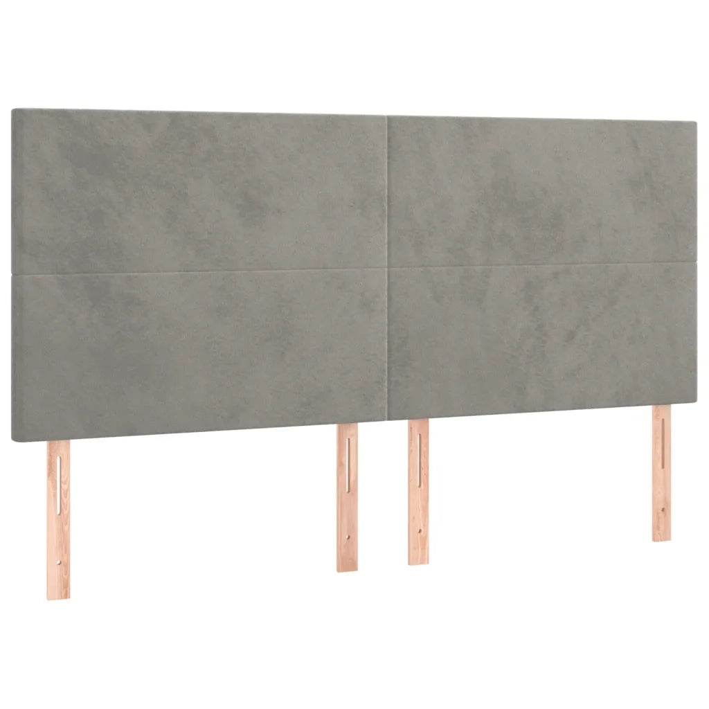 Letto a Molle Materasso e LED Grigio Chiaro 180x200 cm Velluto