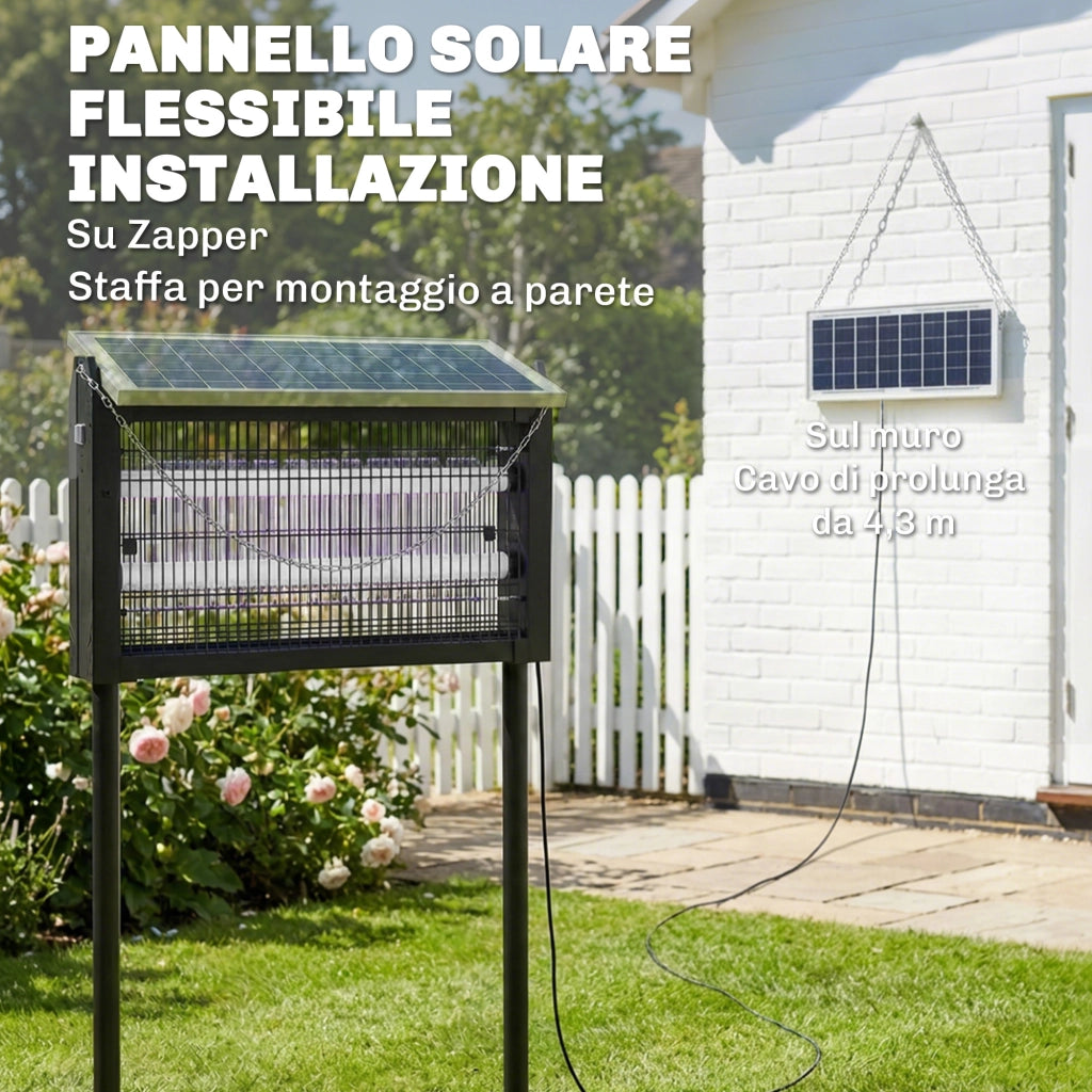 Lampada Antizanzare da Esterno 45x18x90 cm a Energia Solare con Rete di Protezione Nero