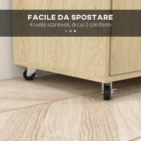 Carrello da Cucina in Truciolato con Ripiano Aperto, Armadietto a 2 Ante e Scaffale Laterale, 75x40x80.5 cm