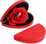 Cassa per anelli con cuore a forma di rosa - Display e imballaggio per gioielli - Organizzatore per cerimonia di fidanzamento, proposta di matrimonio e matrimonio