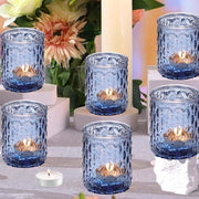 Votivo in vetro per decorazione di casa e matrimoni - Blu (6 pezzi)