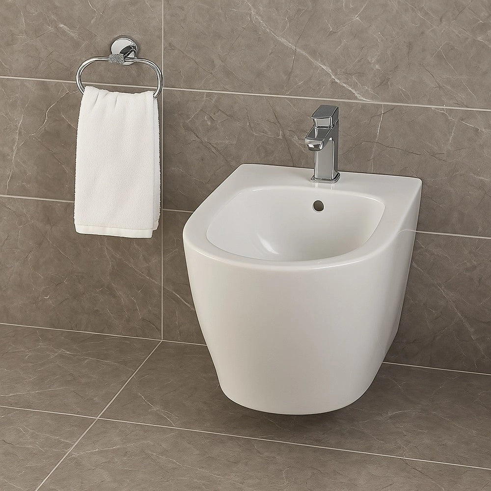 Trade Shop - Porta Asciugamani Ad Anello In Acciaio Accessorio Da Bagno Portasciugamano 87921 -