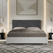 Letto matrimoniale senza rete 160x200 bianco frassino testata microfibra grigio Kaia