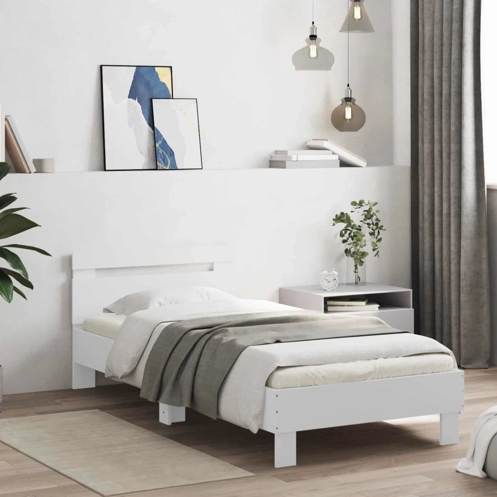 Letto singolo | Letto per adulti | Struttura letto con testata Bianco 80 x 200 cm