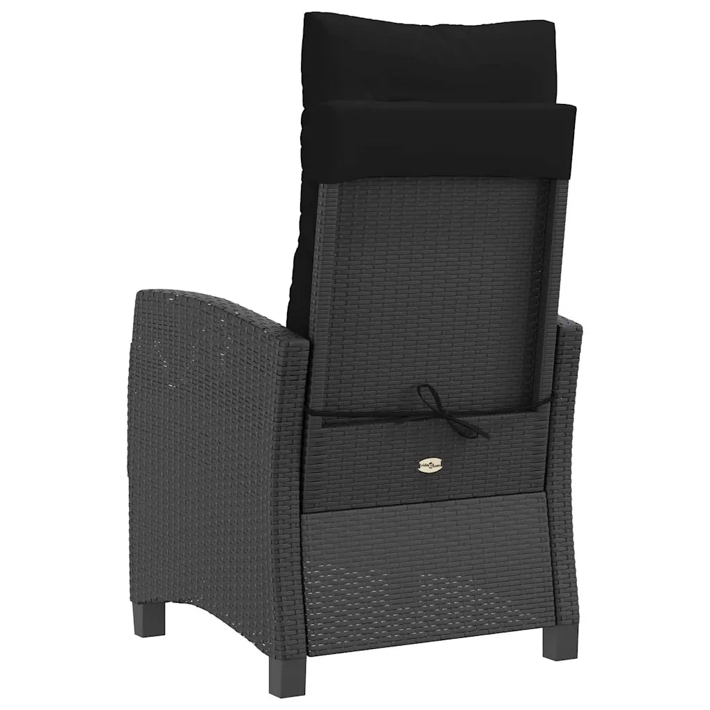 Sedie Reclinabili da Giardino 2 pz | Sedie da Esterno con Cuscini Nero Polyrattan