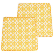 Set di 2 cuscini per sedia da giardino giallo bianco 37 x 34 cm motivo a strisce per esterno legami resistenti ai raggi UV