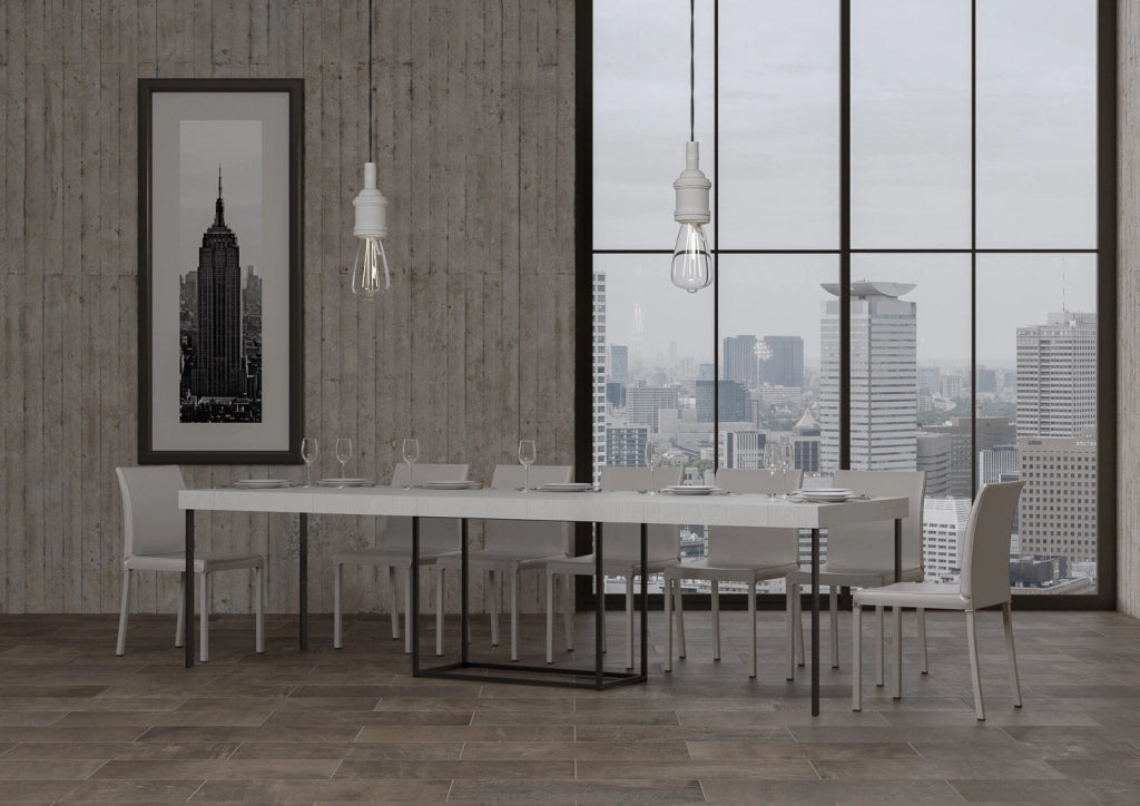 Consolle Allungabile 90-300x40x77 cm in Nobilitato Bianco