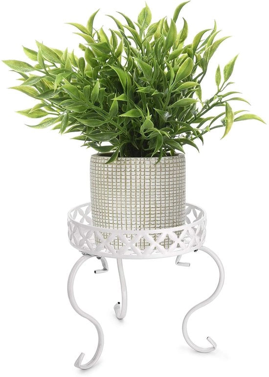 1 x Stendardo di piante in metallo artificiale, vaso per fiori per interni e esterni, bianco (senza pianta)