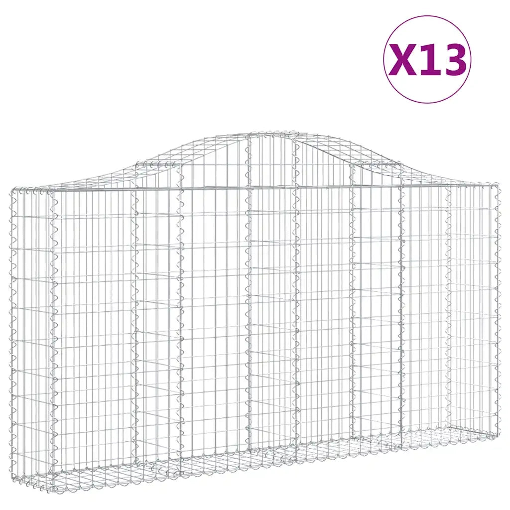Cesti Gabbioni ad Arco 13 pz 200x30x100/120 cm Ferro Zincatocod mxl 123882