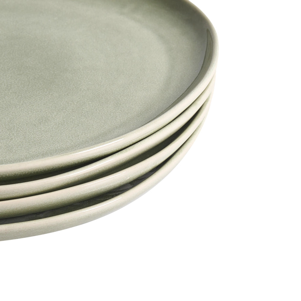 Set di 24 stoviglie in gres caolino fatto a mano con smalto reattivo verde Cucina Sala da pranzo