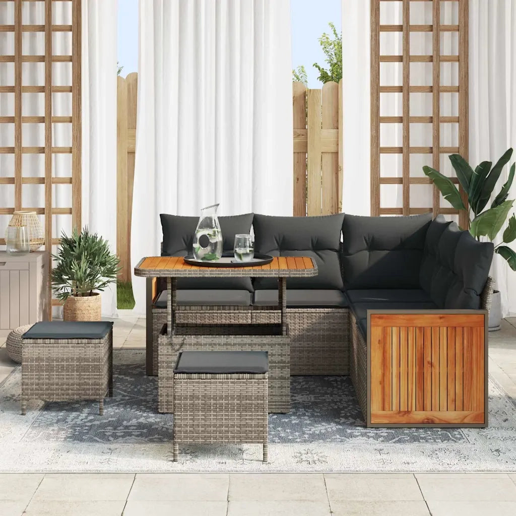 Set Divano da Giardino con cuscino 9 pcs Grigio polyrattan 3365258