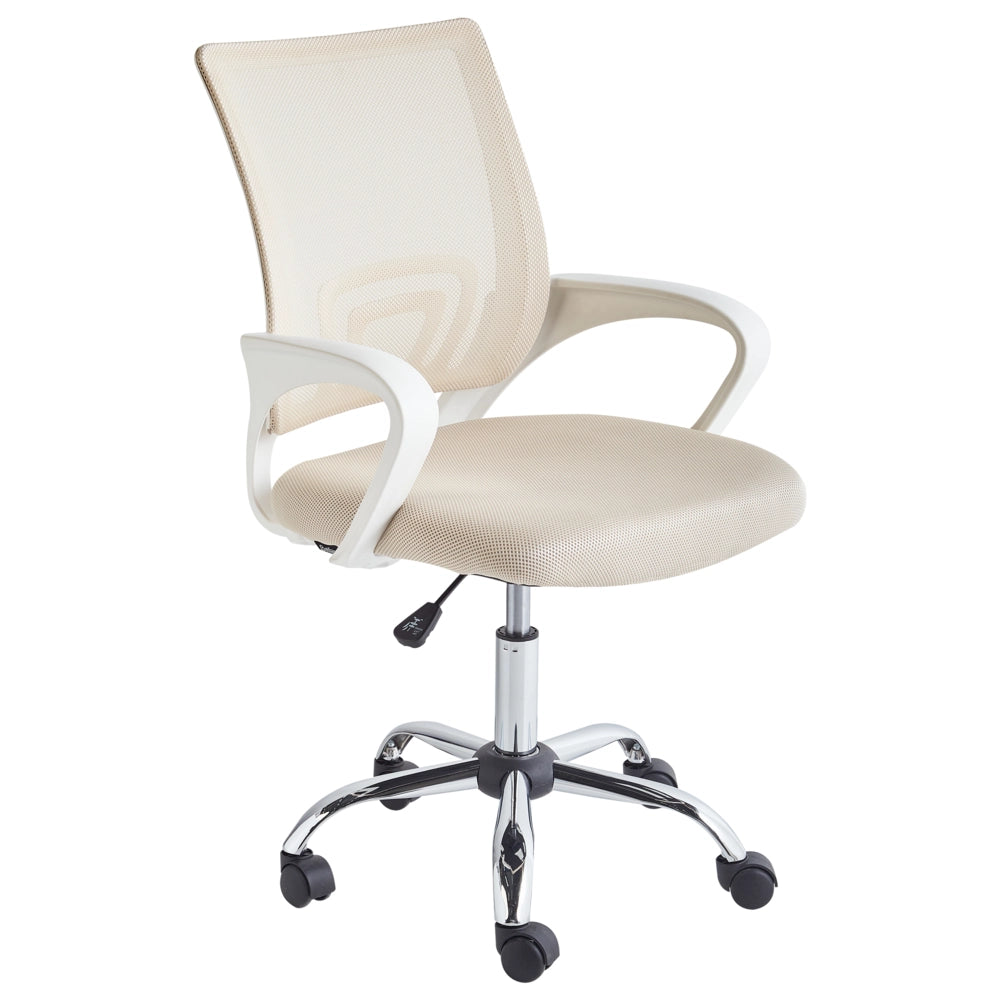 Sedia girevole da ufficio con schienale reclinabile regolabile in altezza beige moderna ufficio in casa