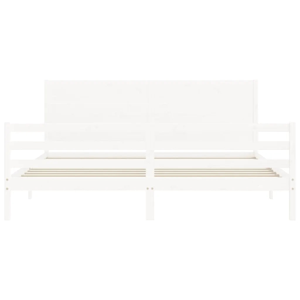 Giroletto con Testiera Bianco 200x200 cm in Legno Massello