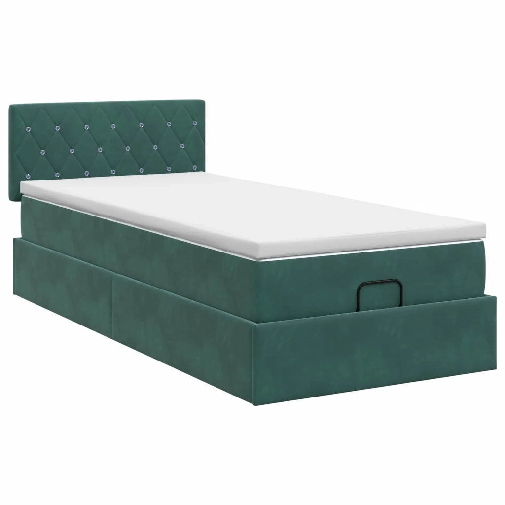 Letto ottomano con materasso Verde Scuro 80 x 200 cm Velluto 3456450