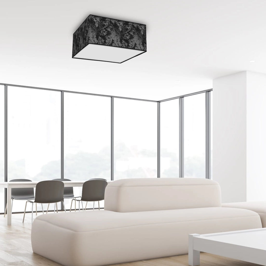 Plafoniera quadrata Satino 40cm nera 2xE27 Milagro