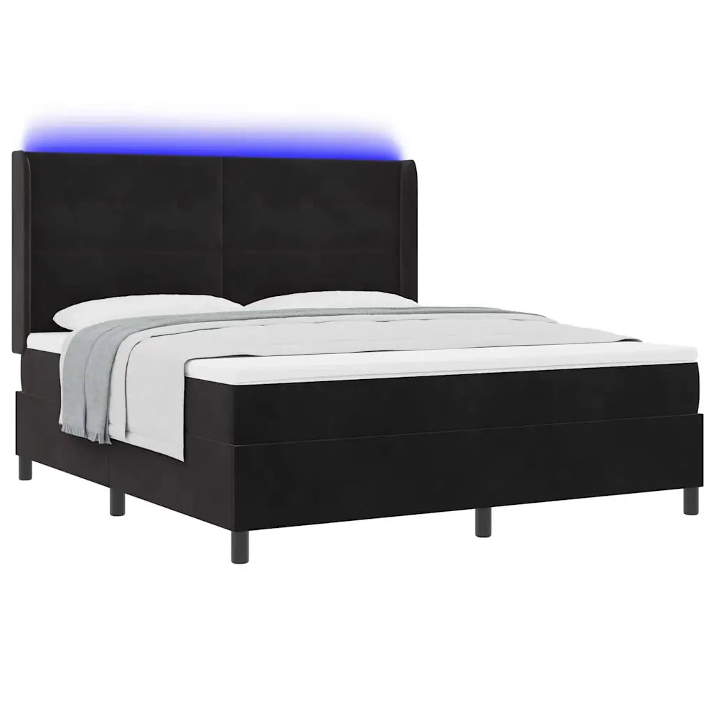 Letto a molle con materasso con led Nero 180 x 200 cm Velluto 3343882