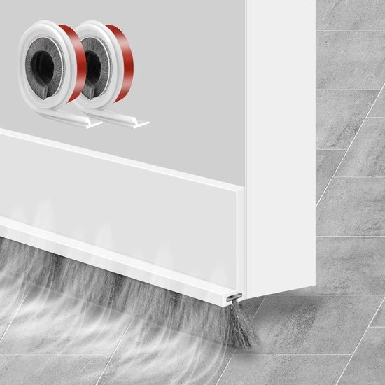 Afdichtamento automatico per porte 2 pezzi - Autoadesivo - Stopper per fessure - Striscia afdichtante - Afdichtamento per pavimento - 100 cm x 5,2 cm - Protezione efficace contro polvere e insetti - Afdichtamento per porte