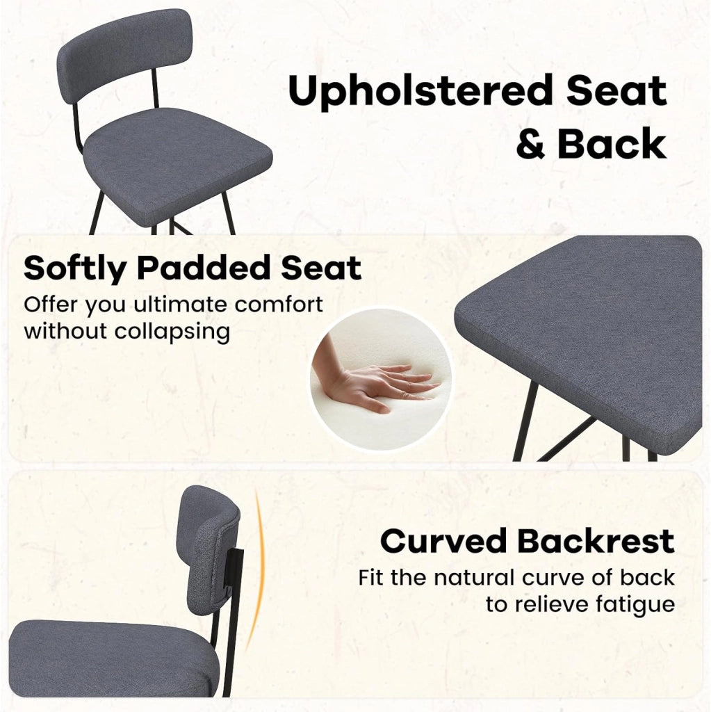 Set di Sgabelli da Bar 2, Sgabelli da Bar Girevoli 360º con Sedile Imbottito, Schienale Curvato e Poggiapiedi in Metallo, per Cucina e Sala da Pranzo (Beige/Grigio) (Grigio)
